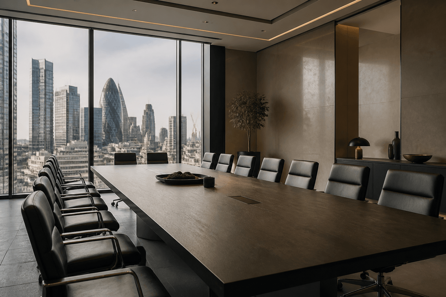 A professional business meeting representing GBMIC collaboration